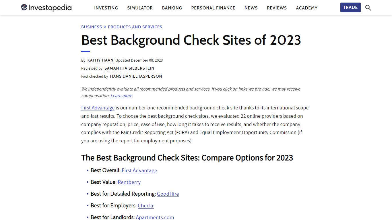 The Best Background Check Sites of 2023 - Investopedia